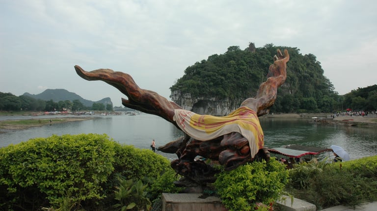 carved eage by the river in Guilin, China