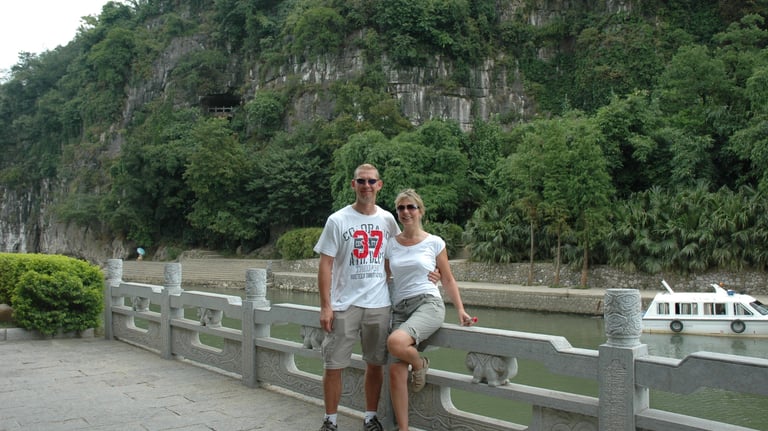 Nick and Tracey Billington at the River near Guilin in China