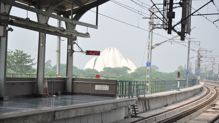 Lotus Temple from the railway, Delhi, India