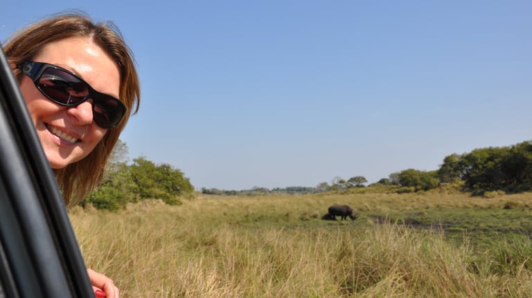 rino in the Isimangaliso wetland park, St Lucia, South Africa