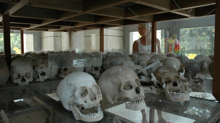 Human Skulls at the Choeung Ek Genocide Centre, Phnom Penh, Cambodia