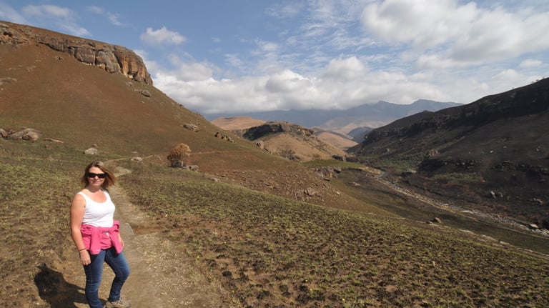 Tracey Billington at the Bushmans cave walk, Giants Castle, South Africa