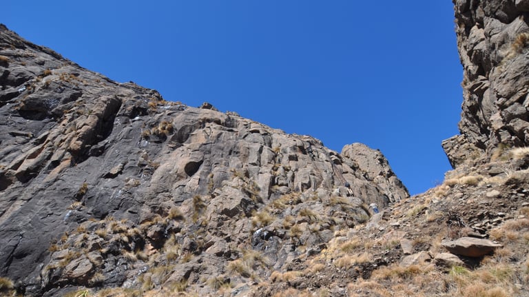 The chain ladder ascent, Sentinel Peak, Drakensberg mountains, South Africa.