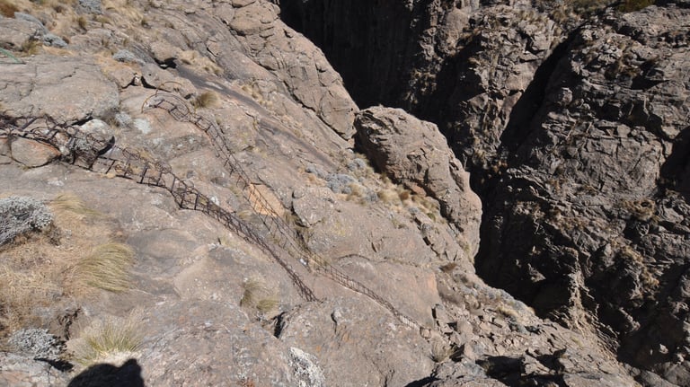 The chain ladder ascent, Sentinel Peak, Drakensberg mountains, South Africa.