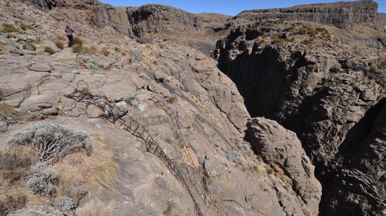 The chain ladder ascent, Sentinel Peak, Drakensberg mountains, South Africa.
