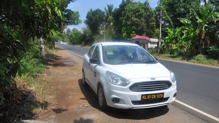 Our hire car in Cochin, Kerala, India