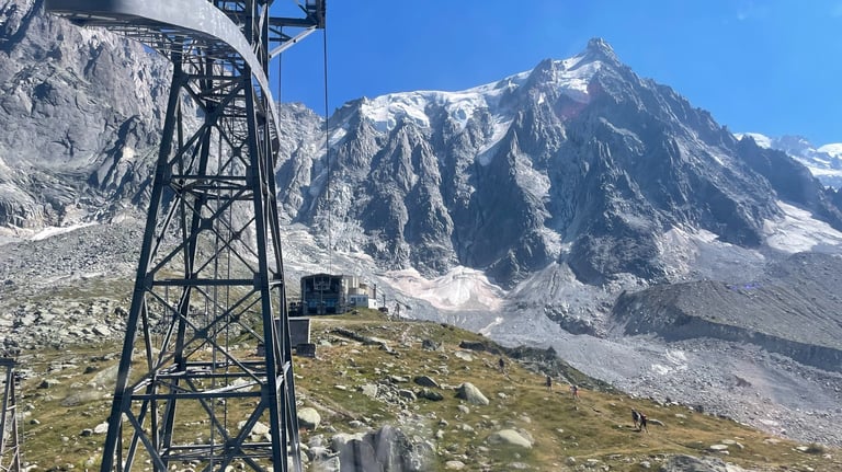 cable car to the Aguille du midi, chamonix, france