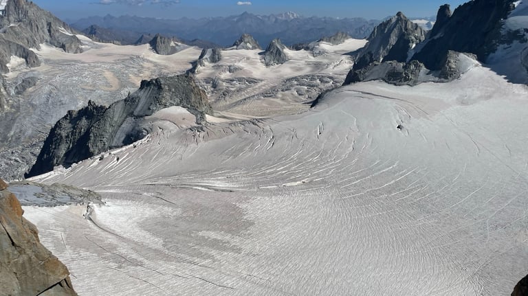 view from the Aguille du midi, chamonix, france