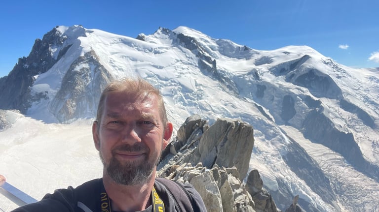mont blanc at the cable car to the Aguille du midi, chamonix, france