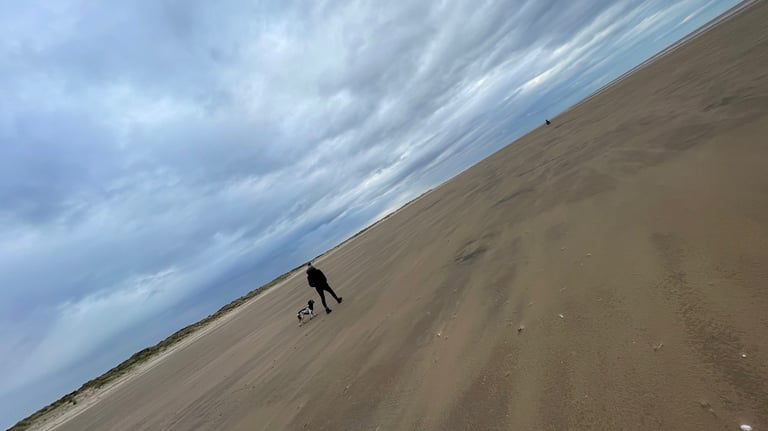 Tracey Billington on Mablethorpe beach