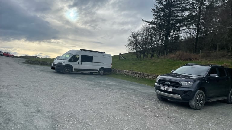 Camper on the car park to Moel Famau, Wales