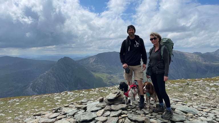 Nick and Tracey Billington at the summit of the Carnedd Mountains