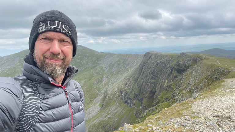 nick billington at the top of the Carnedd mountains