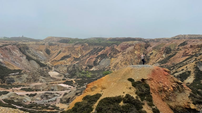 Nick Billington doing a handstand at Parys mountain, Anglesey
