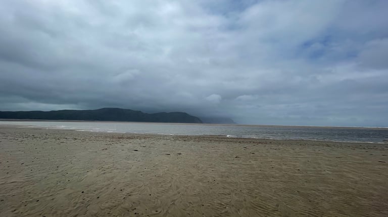 Deganwy Beach and the mountains beyond, North Wales