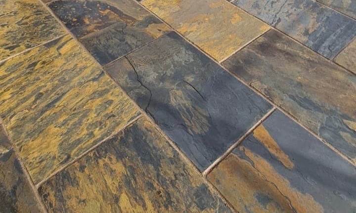 Natural slate paving