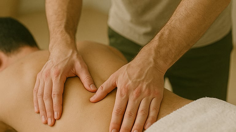 person on couch receiving a lower back massage in Leicester