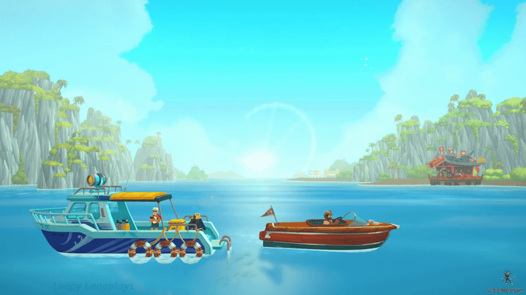 Capture d'écran du jeu Dave The Diver avec l'extérieur du restaurant