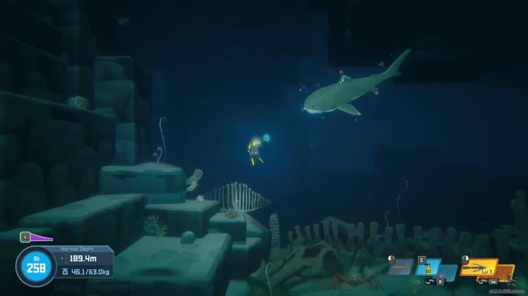 Capture d'écran du jeu Dave The Diver avec la plongée en eau profonde