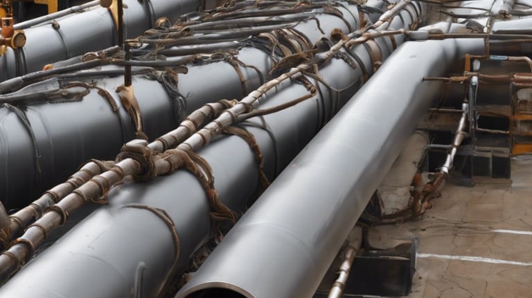 a bunch of pipes are lined up in a row