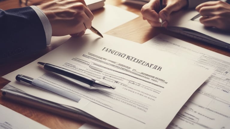 A man in a suit is seated at a large, ornate wooden desk in an office filled with bookshelves and framed pictures. The room is dimly lit, with light focusing on the papers on the desk and the figure at the center.