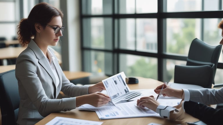 A person is holding a yellow sticky note with the word 'BLOCKCHAIN' written on it. In the background, a computer monitor displays a blurry image, and there is an energetic focus on the note.