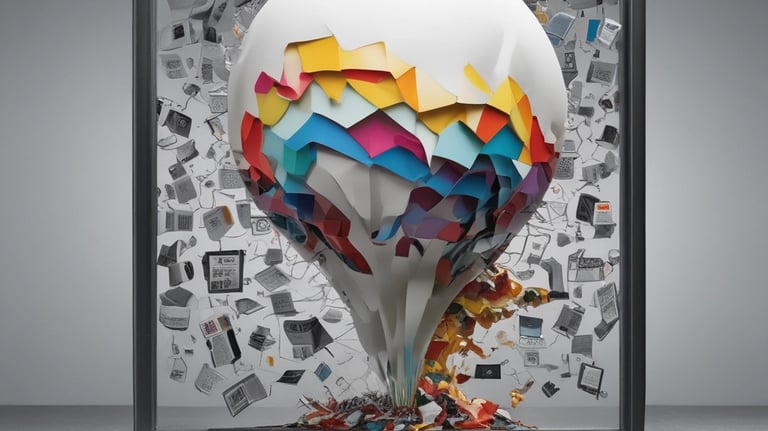a large white balloon - like object with a colorful paper cutout