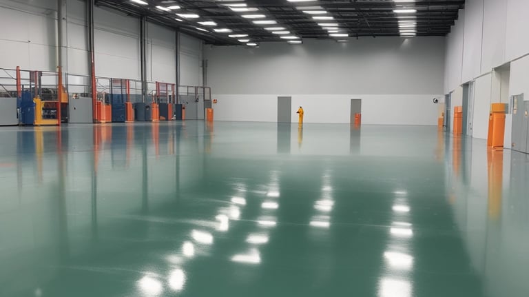 A shirtless man is painting the exterior wall of a white building using a paint roller on a long pole. The building has a wooden window on the left and another entrance with a red railing on the right. There are some cardboard pieces on the floor next to the wall, and a few other people are walking in the background.