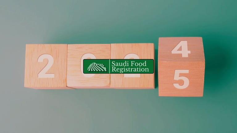 Saudi Food Registration Logo with 2025 as background