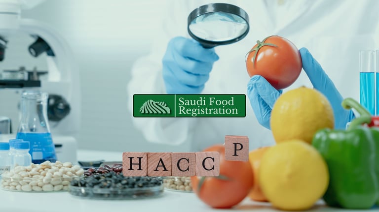 Saudi Food Registration Logo with HACCP Certification background
