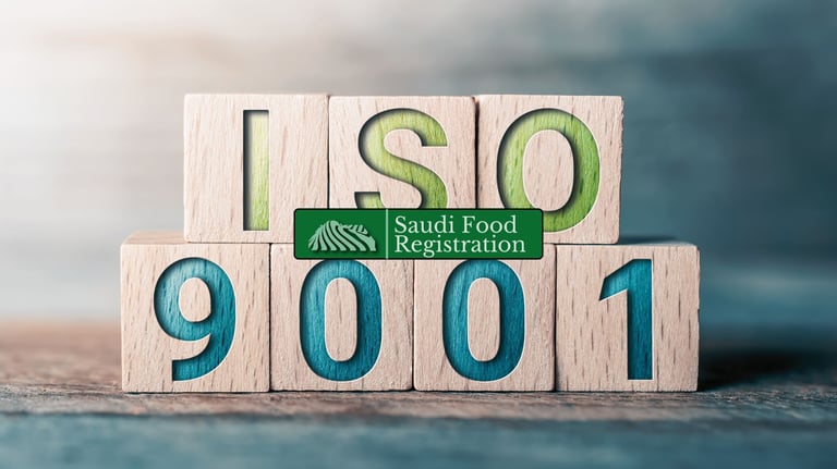 ISO 9001 Certificate Behind Saudi Food Registration Logo
