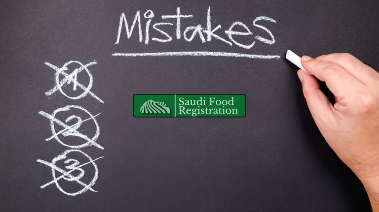Saudi Food Registration Logo with Mistakes in background