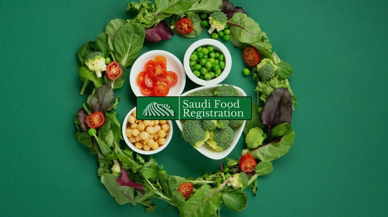 Saudi Food Registration Logo and protien and plant based foods