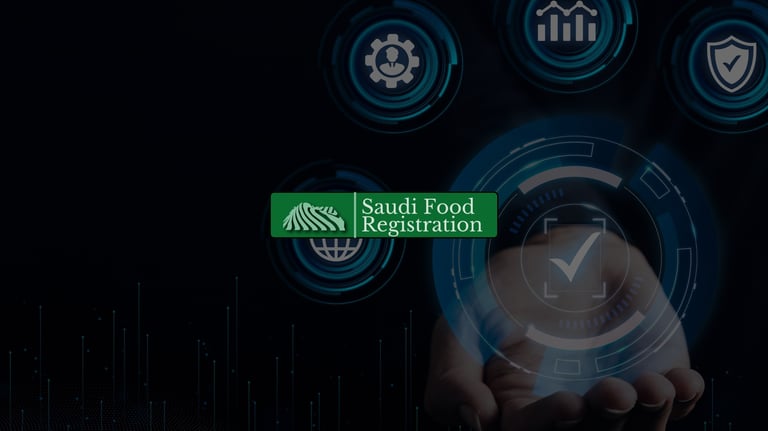 Hand with digital checkmark and icons representing regulatory intelligence services to prevent SFDA rejection in KSA.