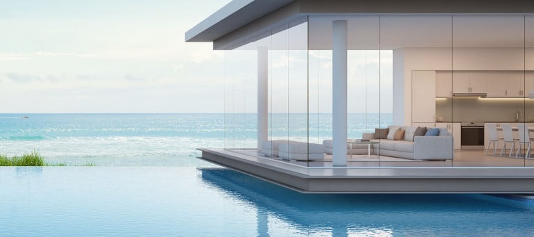 Luxury property with a view of the ocean