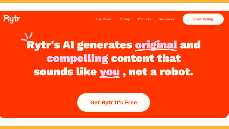 the home page of Rytr website