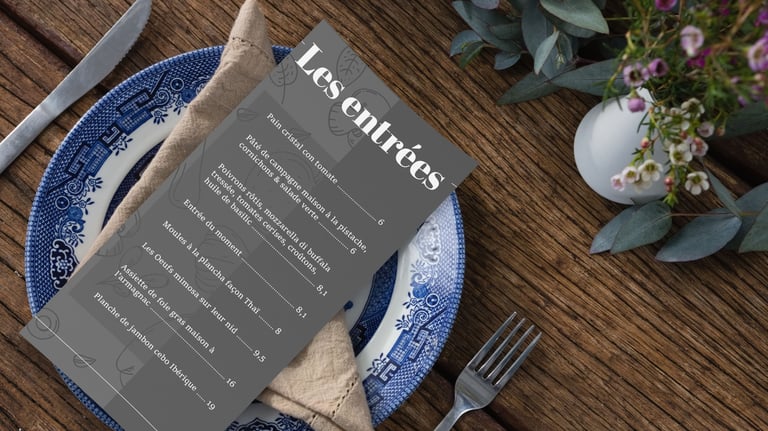 Narbonne imprimez un menu pour le restaurant