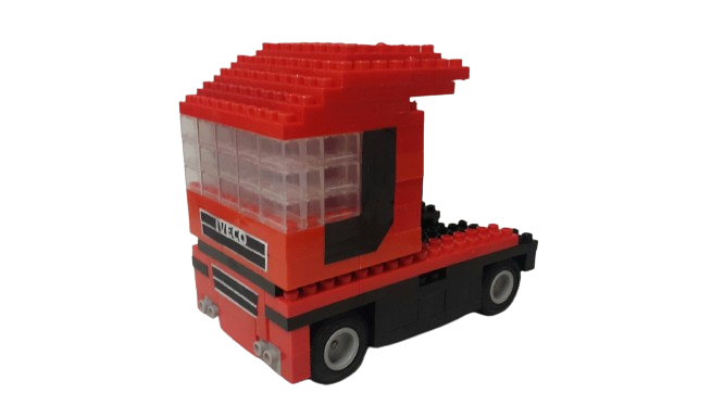 a red truck with a red roof and a red roof iveco CorpoRASTI Regalos empresarios