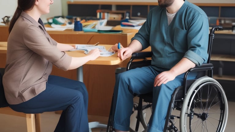 A group of children and adults are holding up various signs advocating for disability rights and inclusion in sports. The signs have messages like 'We want unified sports in the Paralympics to mainstream disability,' 'Support disability rights,' 'Don't look at the less, look at the records,' and 'Yes I can.' The participants are wearing blue shirts with orange and red lettering and are standing on an outdoor street with trees and buildings in the background.
