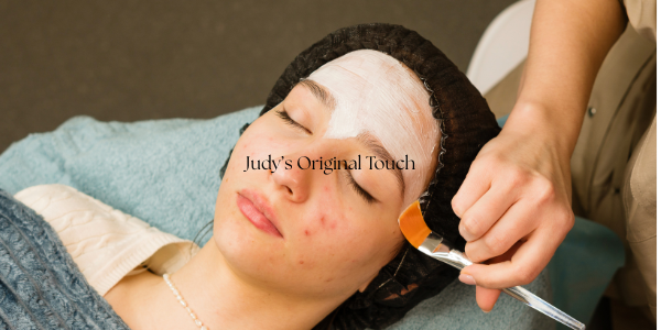 a woman with a white face mask and a white face mask