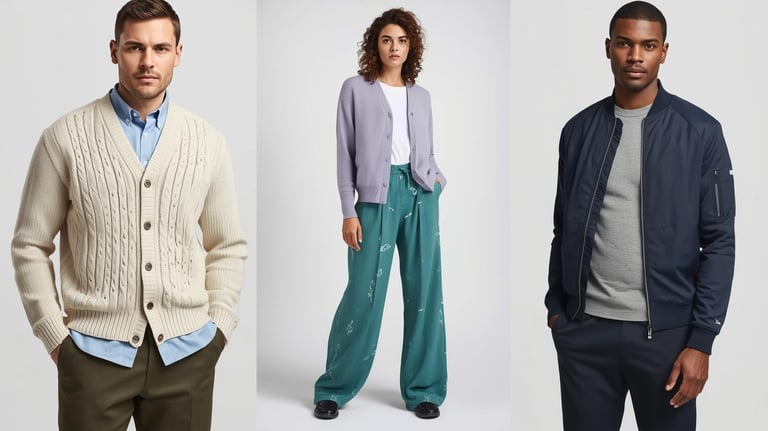 a man in a sweater and pants with a sweater and a sweater