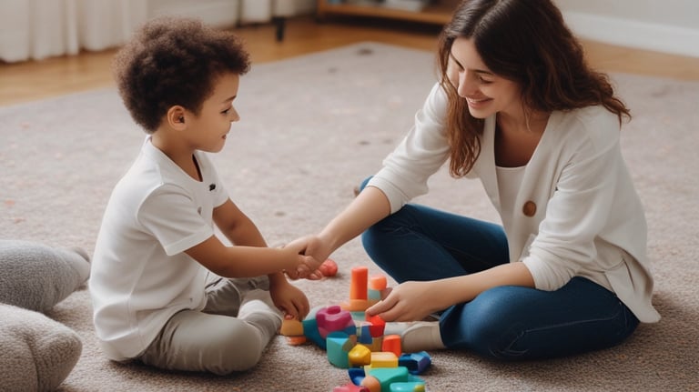 A serene therapy room with comfortable seating.