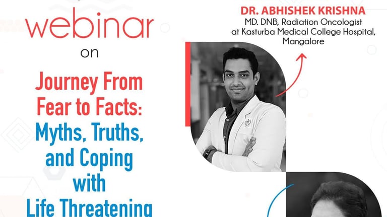 Poster for a webinar organized by the Public Relations Society, Delhi, for cancer