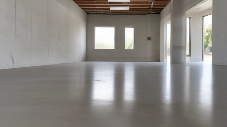 A showroom displaying various wooden flooring samples mounted on walls. A person is observing the samples on the right side, wearing casual attire. The samples are labeled with prices and descriptions. The room is well-lit with a modern design and uses neutral tones.