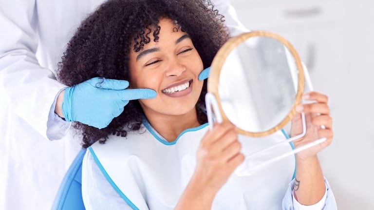 Patient receiving a dental exam