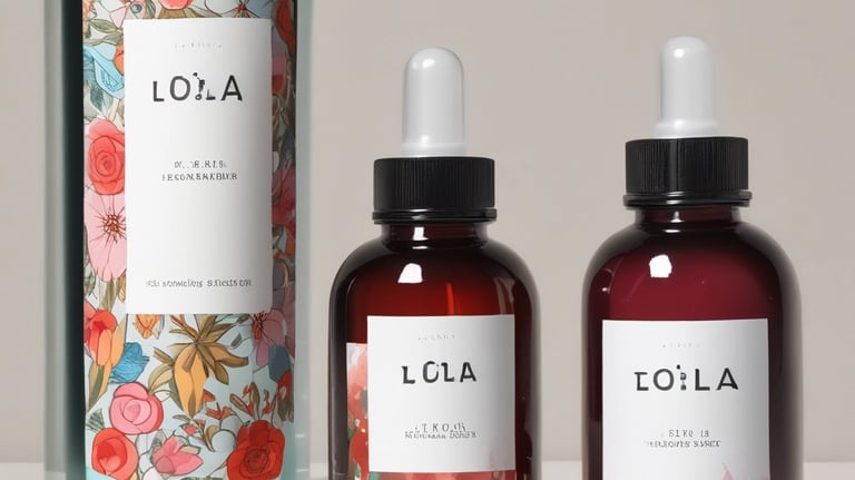 A collection of beauty products arranged aesthetically on a table.
