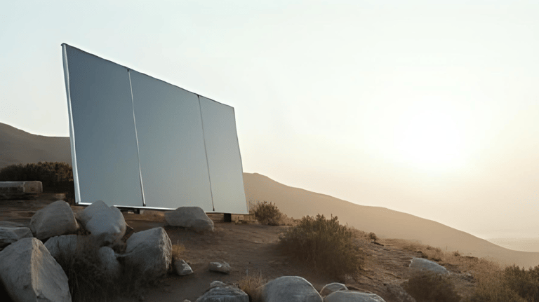 solar panel on hill with rocks