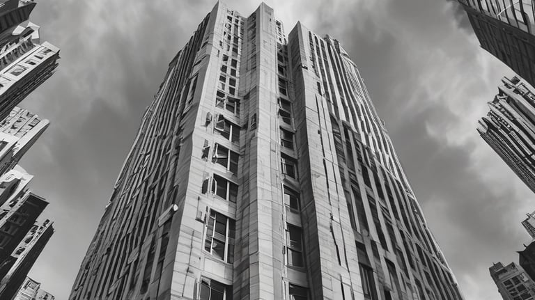 The image features the facade of a modern office building with a clean, geometric design. It is constructed with a combination of red brick and large glass panels, and there is a prominently displayed sign for Tata Consultancy Services in blue. Trees partially frame the view, and a lamppost is visible at the foreground.