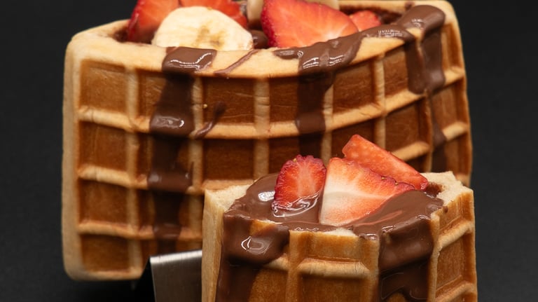 chocolate hazelnut stuffed waffle