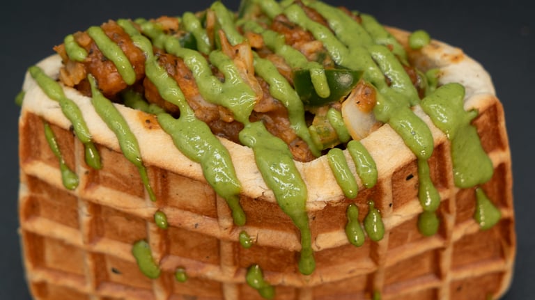 creamy cajun chicken stuffed waffle